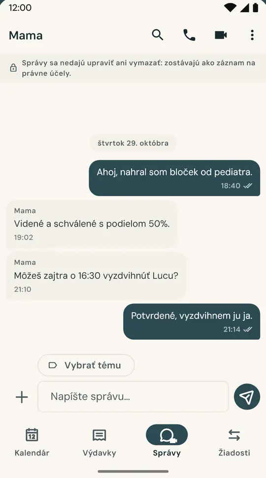 Samostatný čet vyhradený deťom — Oddelený od bežnej dennej komunikácie. Odoslané správy nie je možné spätne upravovať ani mazať.
