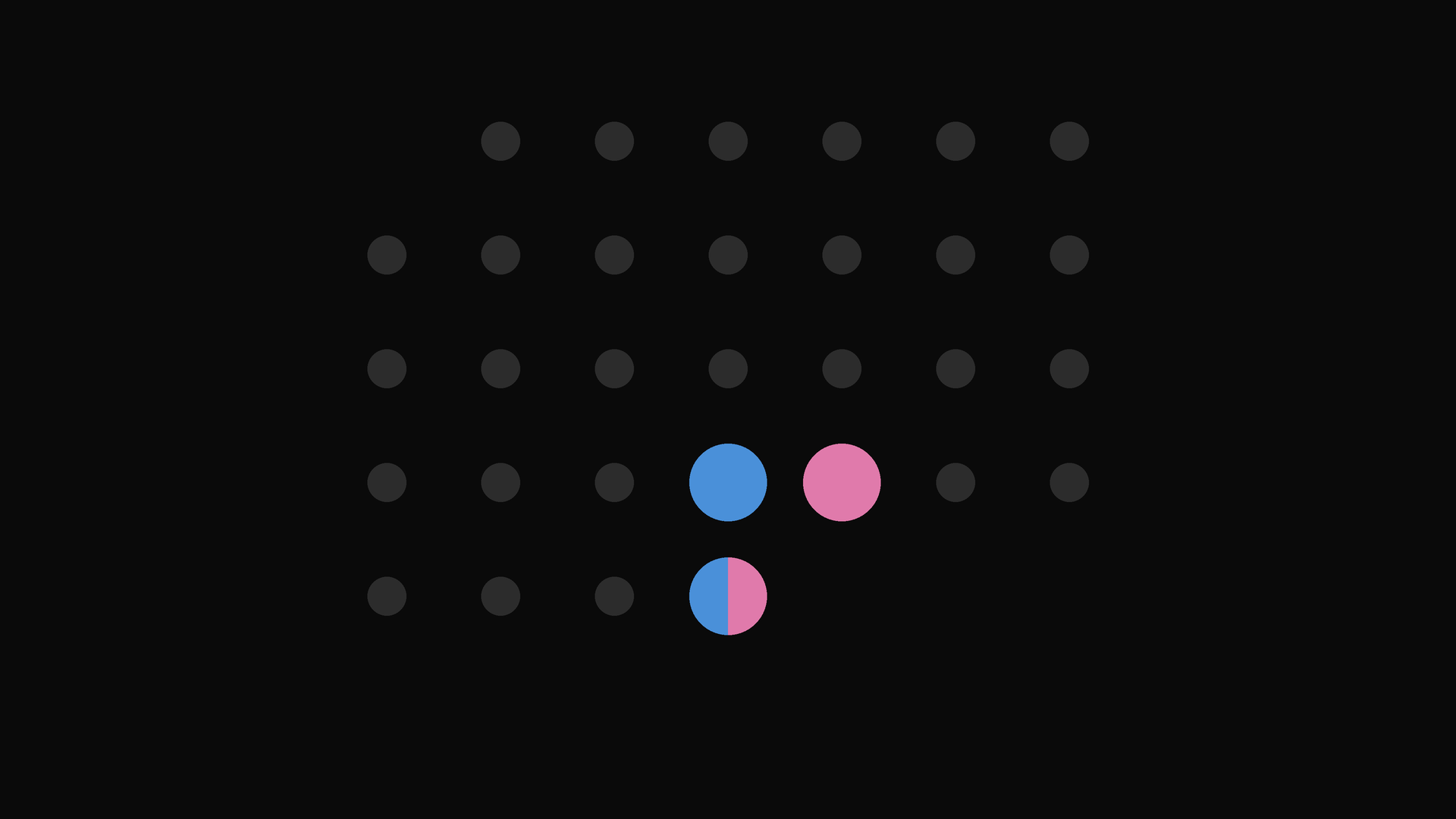 Holiday Plan event card: December as a grid of dots, Christmas Eve in one parent's color, Christmas Day in the other's, New Year's Eve split between them